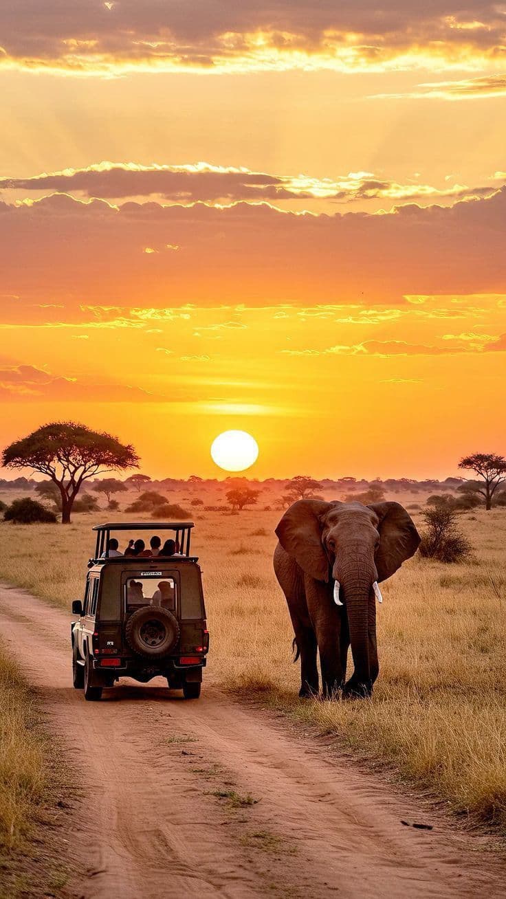 Serene Kenyan safari landscape at sunset