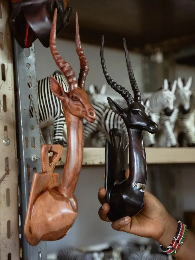 Hand-carved antelope from African hardwood