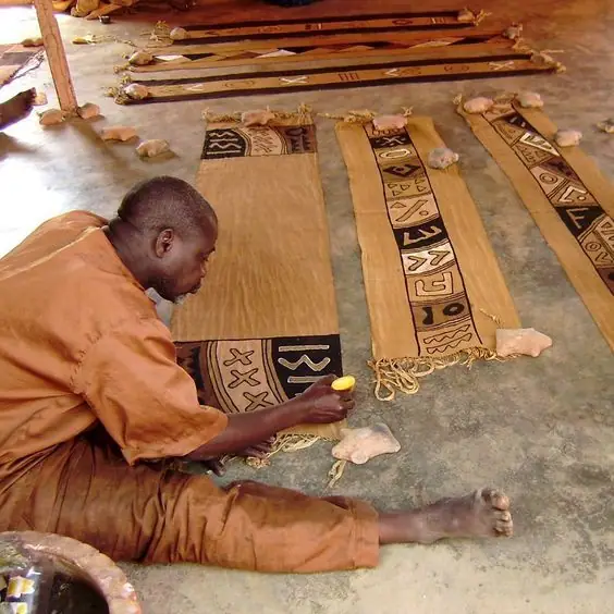 Decorative African kitenge textiles being made